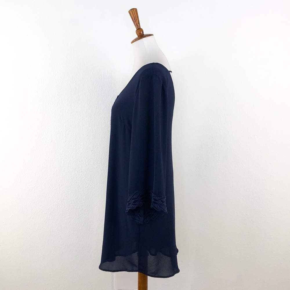 ASTR Navy Blue Lace Detail Flowy Dress - Picture 3 of 8